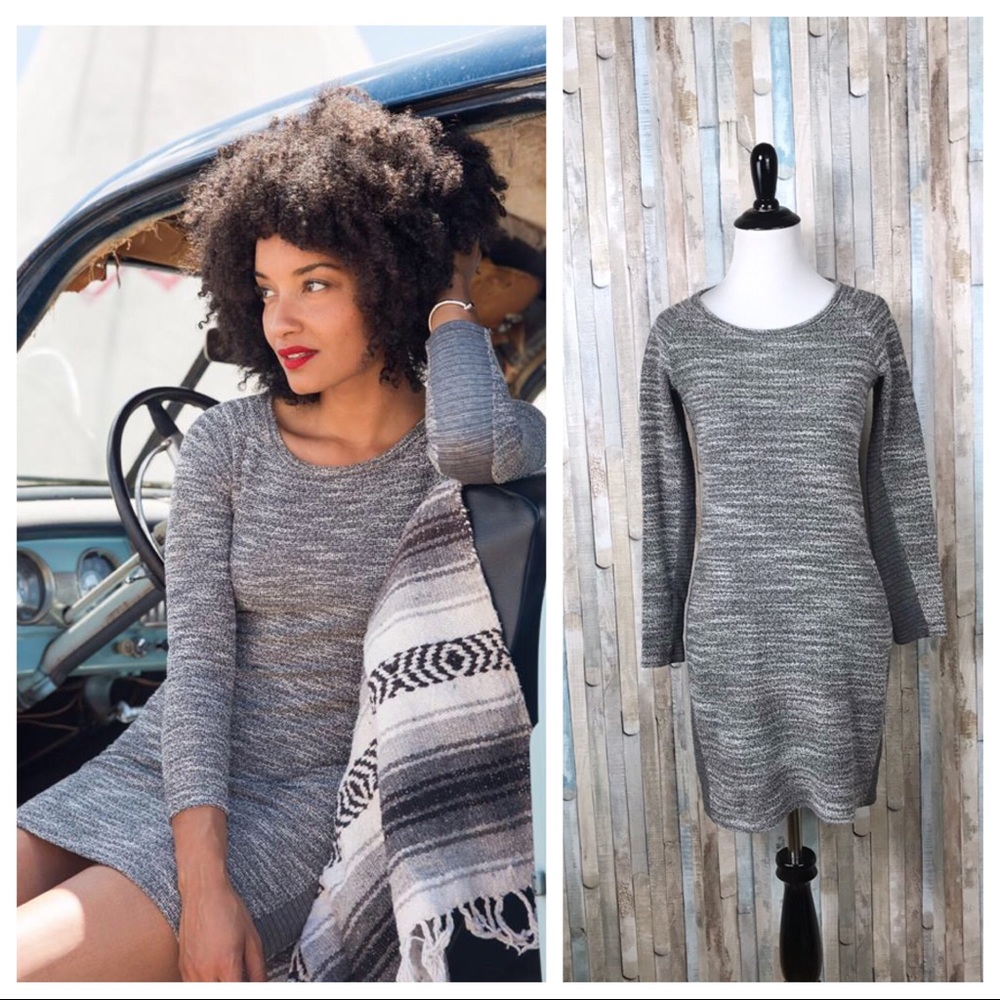 Marine Layer S Gray Tweed Panel Tunic Dress Sheath